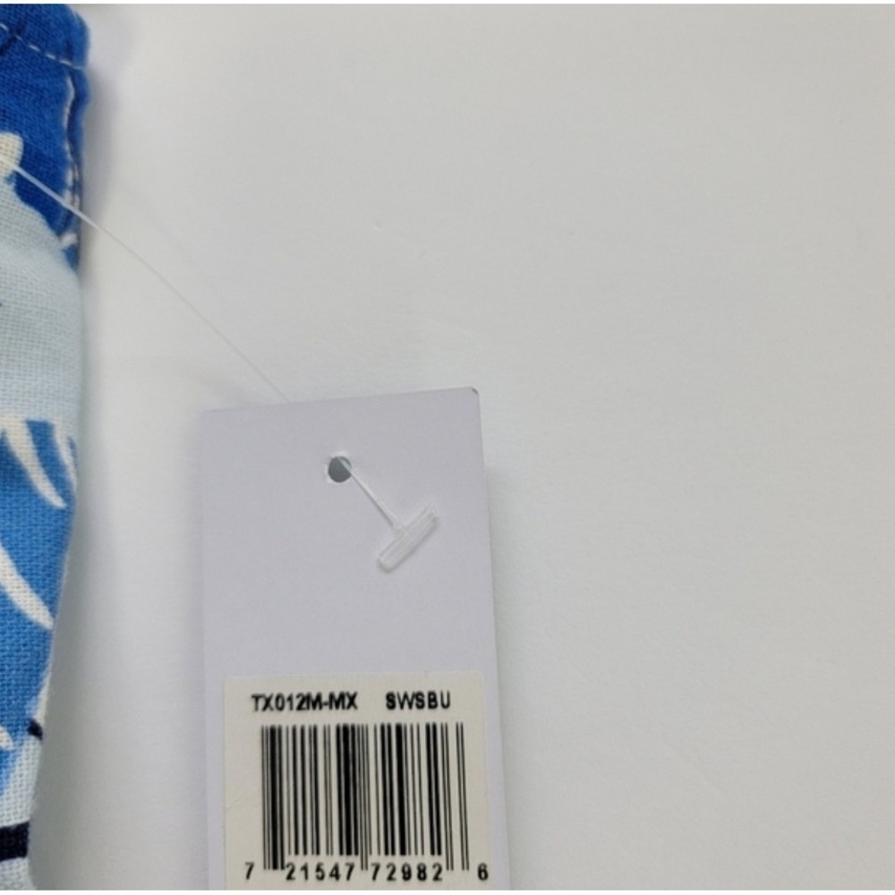 NWT London Times Blue White Tropical Palm Halter Dress Womens 8 Linen Blend New - Picture 6 of 11